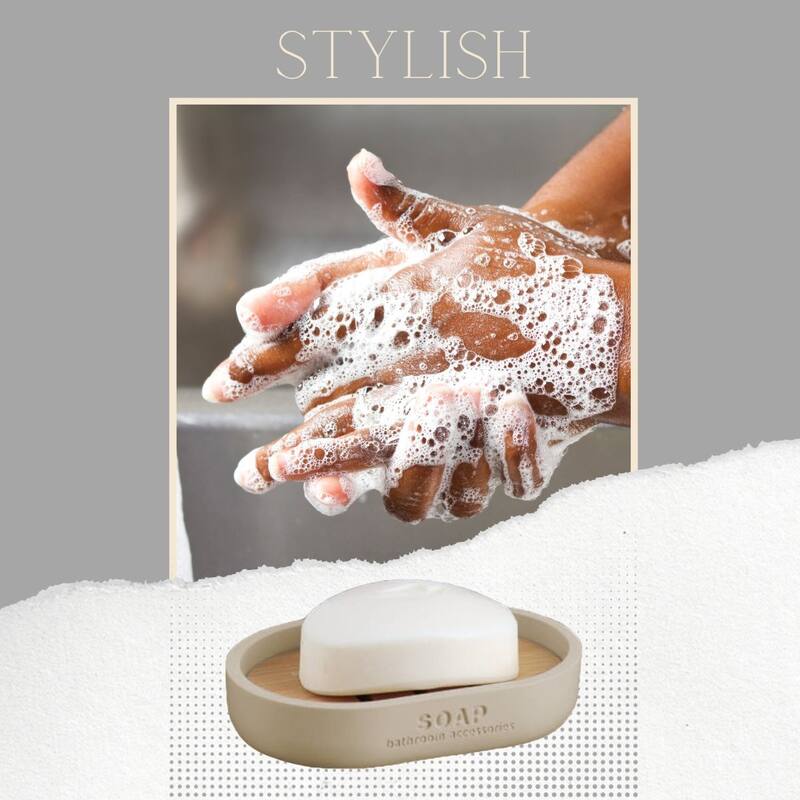 Chic Polyresin Soap Dish with Draining Bamboo Insert - 5 L x 3.4 W x 1 H
