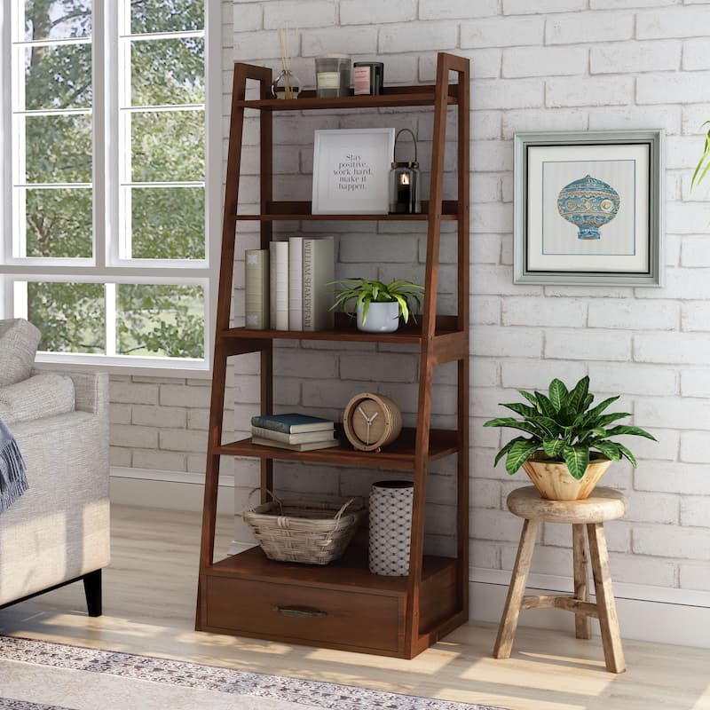 Stryi Contemporary 5-Tier Ladder Open Back Bookshelf by Copper Grove