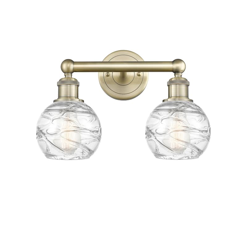 Innovations Lighting 616-2W-11-15 Athens Vanity Athens Deco Swirl 2 - Antique Brass / Clear Deco Swirl