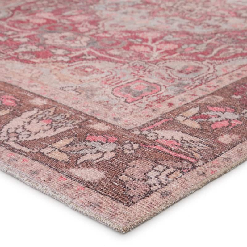 Machine Washable Gracewood Hollow Daguiar Pink and Blue Medallion Area Rug