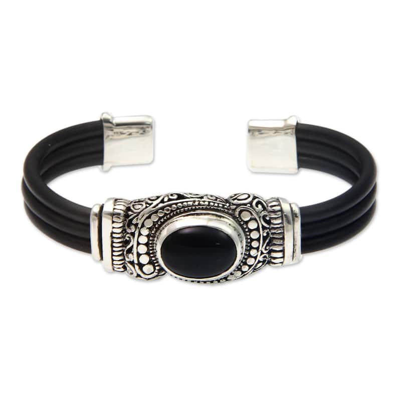 Handmade Sterling Silver Rubber 'Royal Splendor' Onyx Bracelet (indonesia)