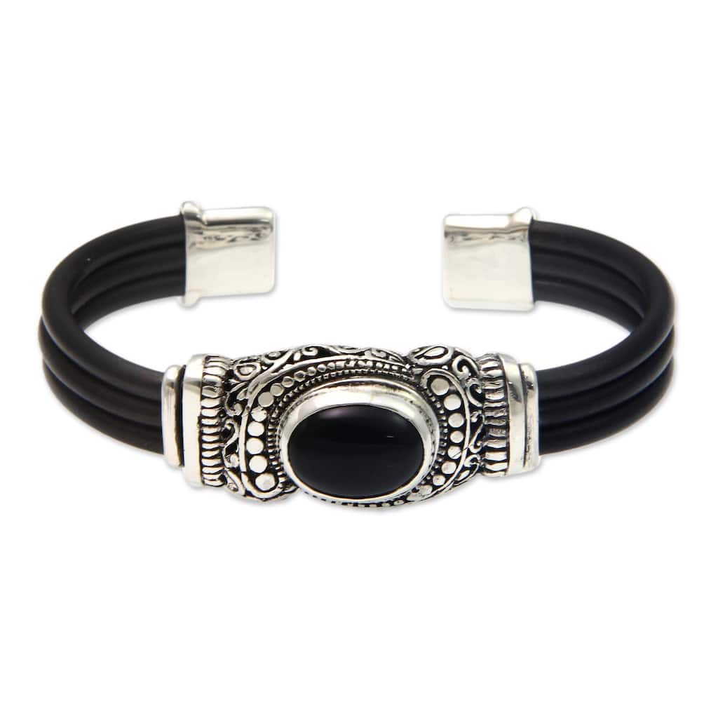Handmade Sterling Silver Rubber 'Royal Splendor' Onyx Bracelet (indonesia)
