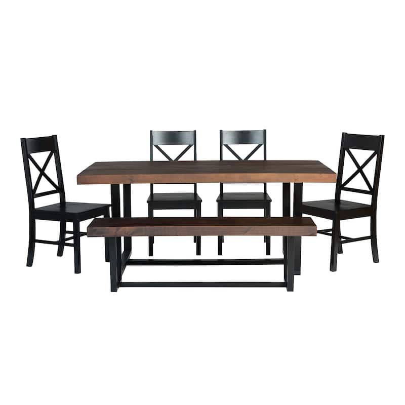 Middlebrook Solid Wood 6-Piece Dining Set with X-Back Chairs