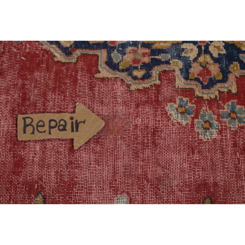 Distressed Pink Kerman Persian Antique Rug Hand-Knotted Wool Carpet - 4'4" x 5'5"