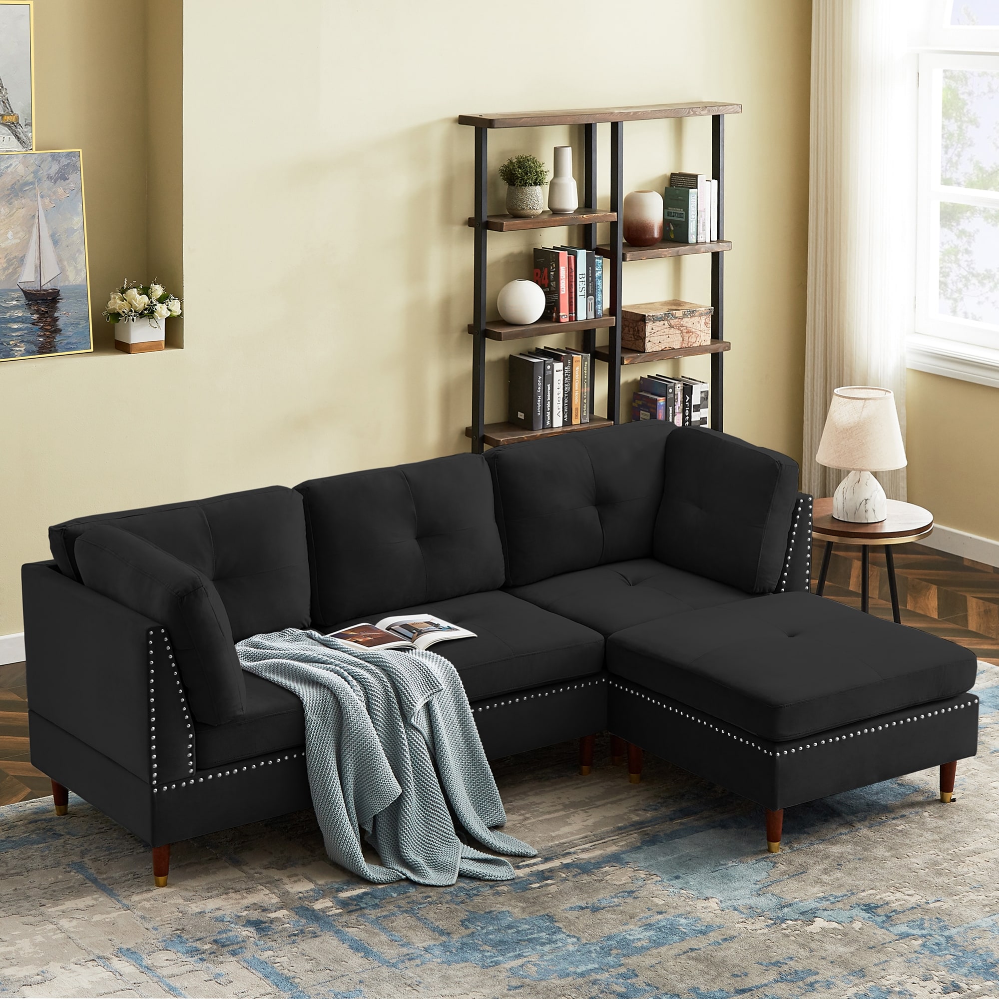 L shaped deals couch mid century