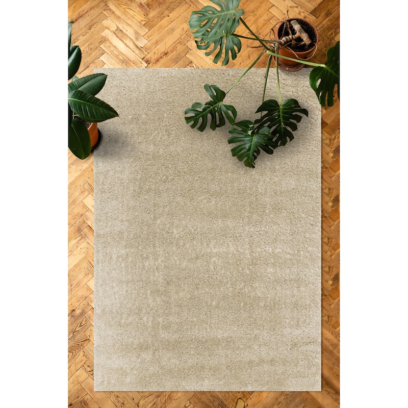 Taylor Collection - Plush Beige Shag Area Rug
