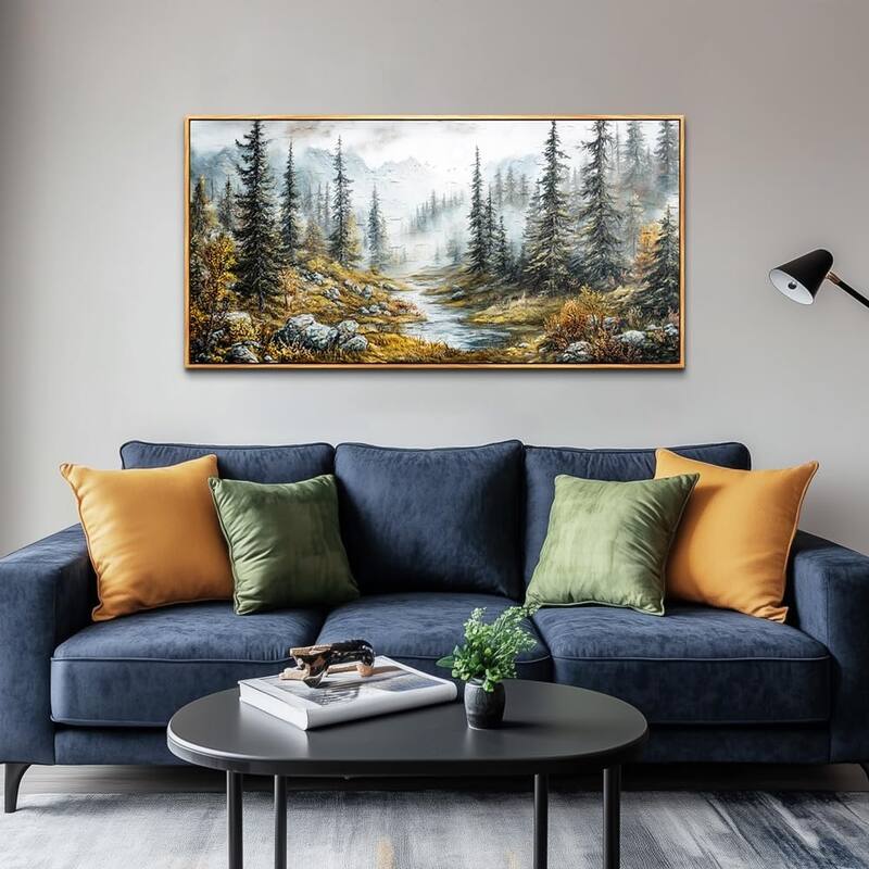 Misty Forest Paintings Tree landscape Wall Pictures Canvas Artwork