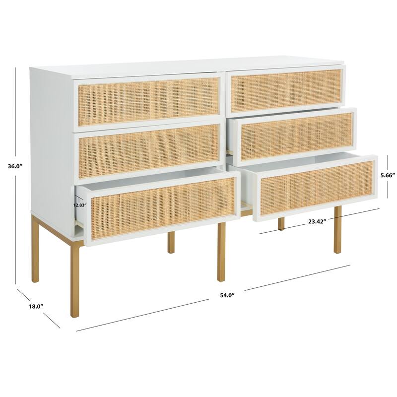 SAFAVIEH Audrey 6 Drawer Rattan Dresser
