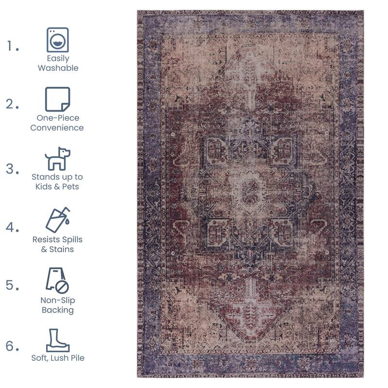 5x8 Area Rugs,Superior Indoor Area Rug,Modern Geometric Patchwork Floor Decor for Bedroom - 6' x 7'