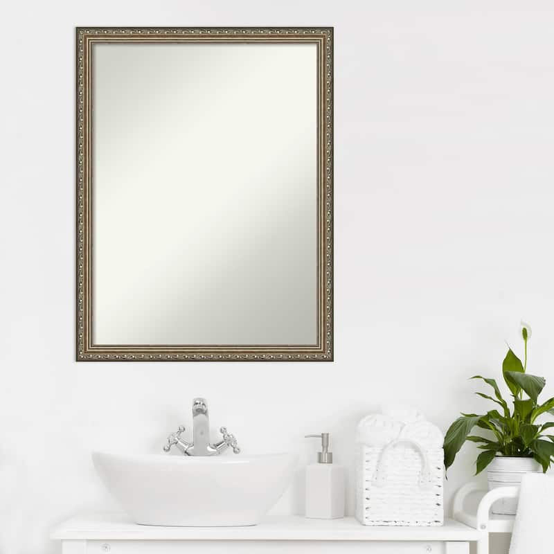 Non-Beveled Wood Bathroom Wall Mirror - Parisian Silver Frame