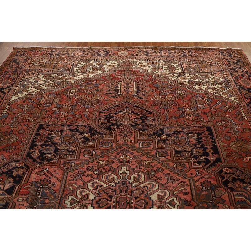 Hand Knotted Oriental 100% Wool Carpet Traditional Medallion Red Heriz Area Rug - 12' 9'' X 10' 0''