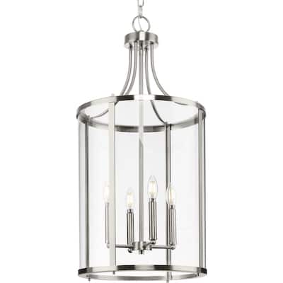 Gilliam Collection Four-Light Brushed Nickel New Traditional Hall & Foyer - 15 in x 15 in x 30.62 in