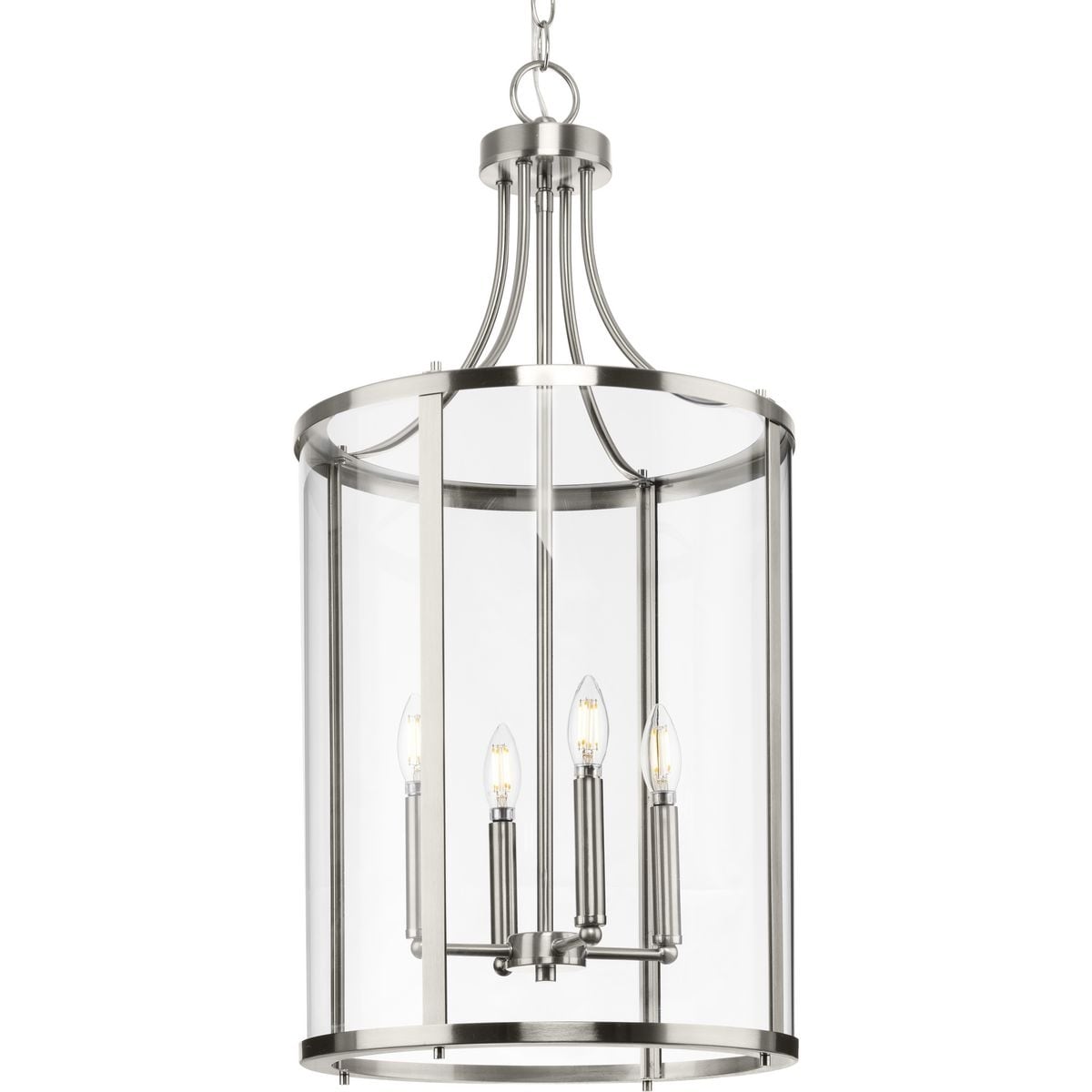 Progress Lighting Gilliam Collection Four-Light Brushed Nickel New Traditional Hall & Foyer - 15 in x 15 in x 30.62 in