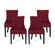 preview thumbnail 21 of 21, Hayden Modern Tufted Fabric Dining Chairs (Set of 4) by Christopher Knight Home Deep Red + Espresso