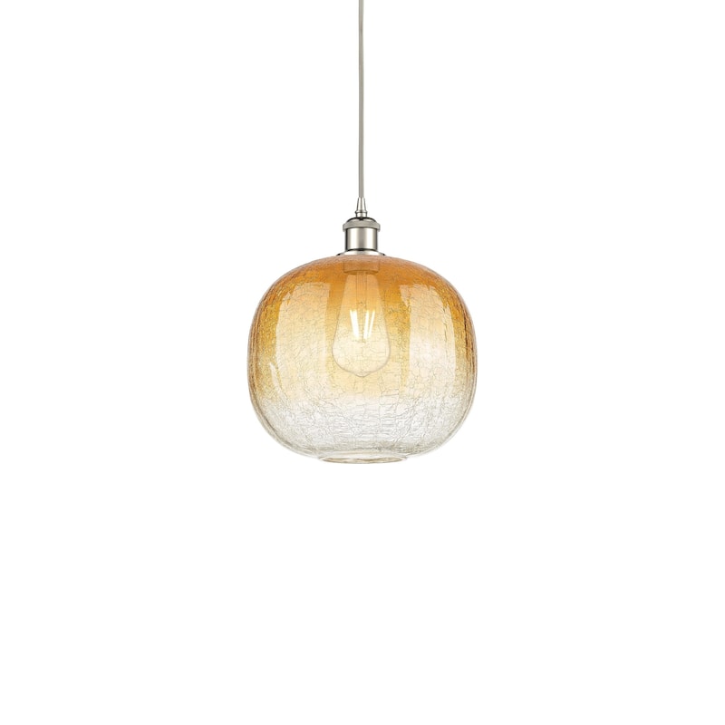 Innovations Lighting 516-1P-12-11 Brookhaven Sphere Pendant Brookhaven - Polished Nickel / Amber
