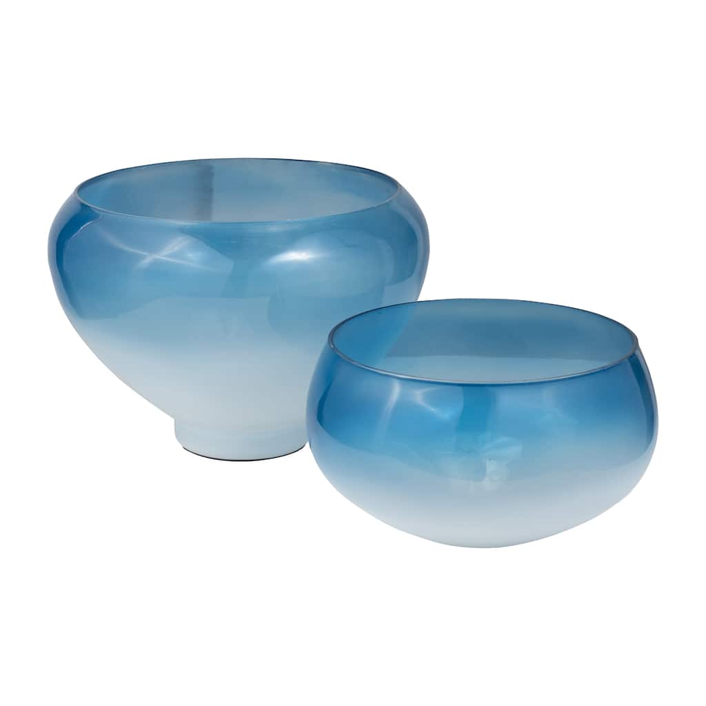 Sagebrook Home Bowls Glass Handblown Coastal Style 13" Blue - 13" x 13" x 9"