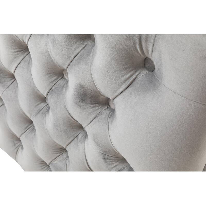 53" Black Velvet Loveseat With 2 Pillows