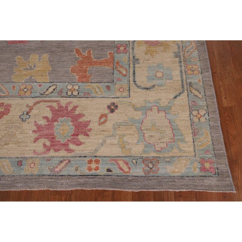 Vegetable Dye Oushak Area Rug Handmade Turkish Wool Carpet - 9'3" x 11'11"