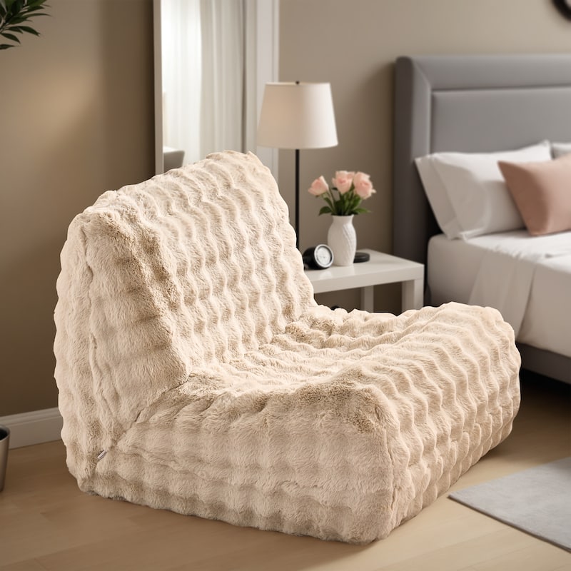 XIZZI Modern Plush Sectional Chaise Couch with Bean Bag Chair