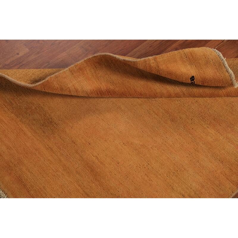 Orange Gabbeh Oriental Rug Hand-Knotted Wool Carpet - 3'0" x 3'10"