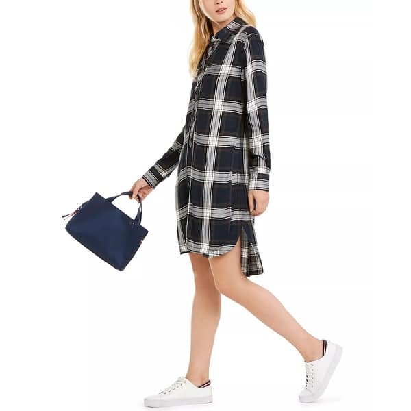tommy hilfiger plaid shirt dress Tommy Hilfiger Cotton Plaid Shirt Dress
