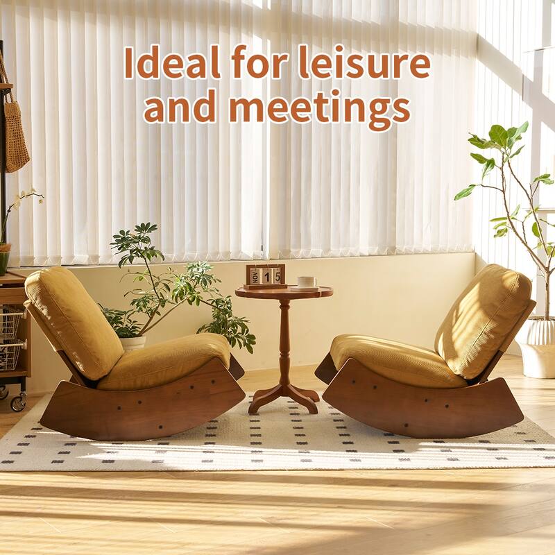 Corduroy Fabric Upholstery Glider Chair, Reading Chair with Solid Wood Frame, Single Sofa Side Chair with High Back