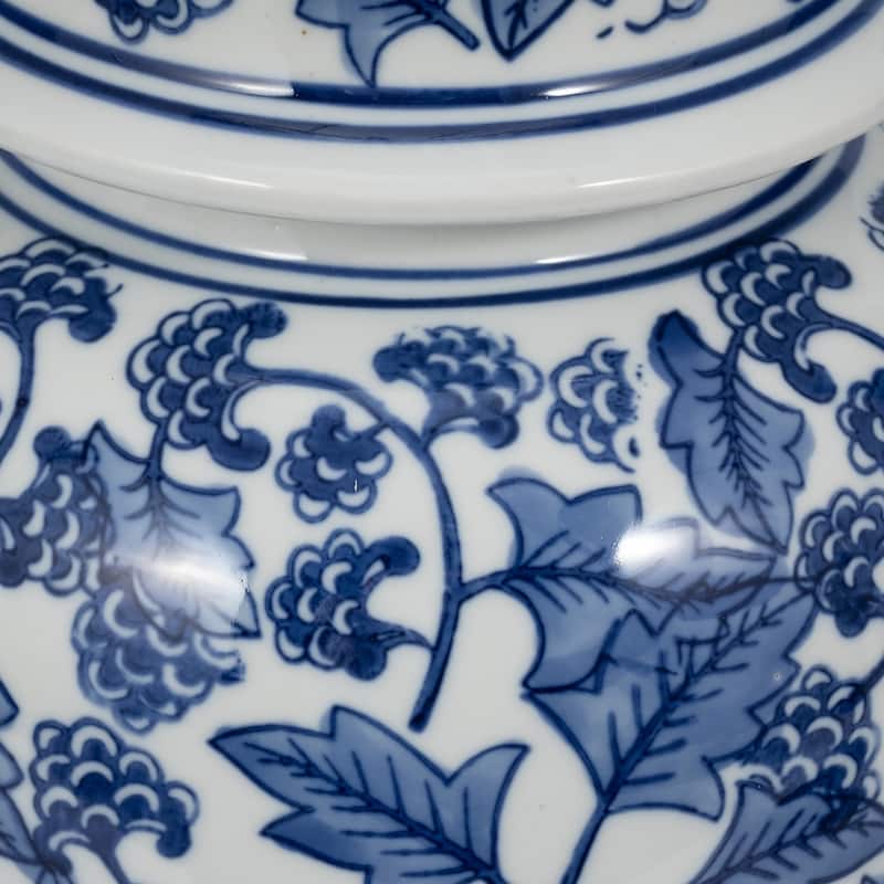 Sagebrook Home Ceramic, 25" Temple Jar Table Lamp, Blue/white, Home Decor - 14" x 14" x 25"