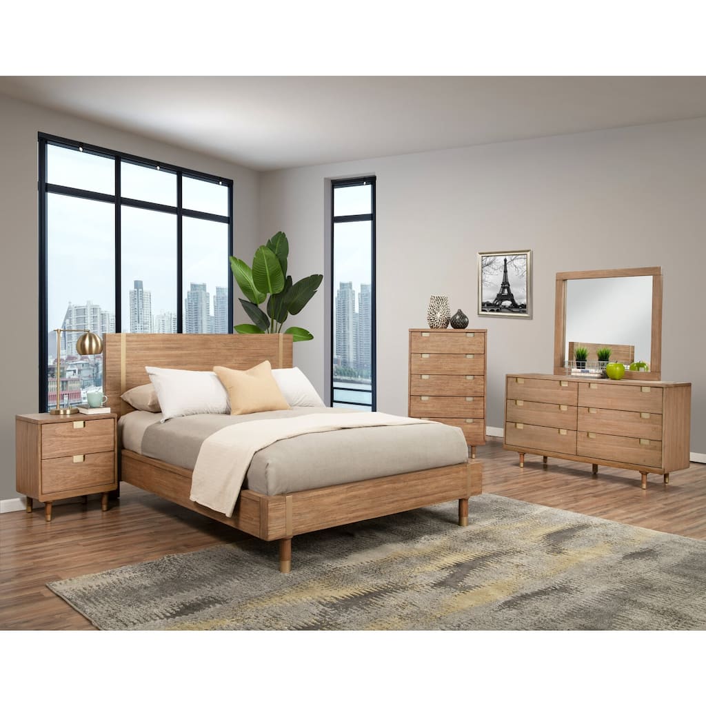 46 in.H Beige Wood Frame Queen Size Panel Bed with Microfiber Upholstery Material and Bed Frame Mounted