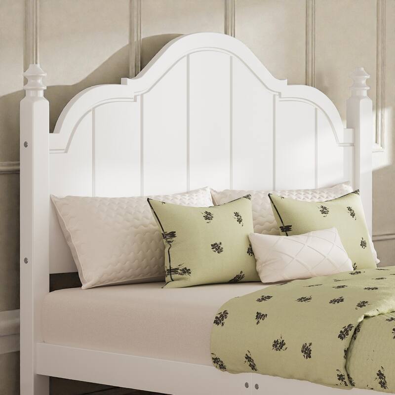 Full/Queen Wooden Platform Bed Frame with Wide Headboard, Slat Support, Vintage Style, No Box Spring Needed