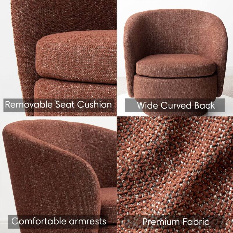 Modern Linen Swivel Barrel Accent Chair(Set of 2)