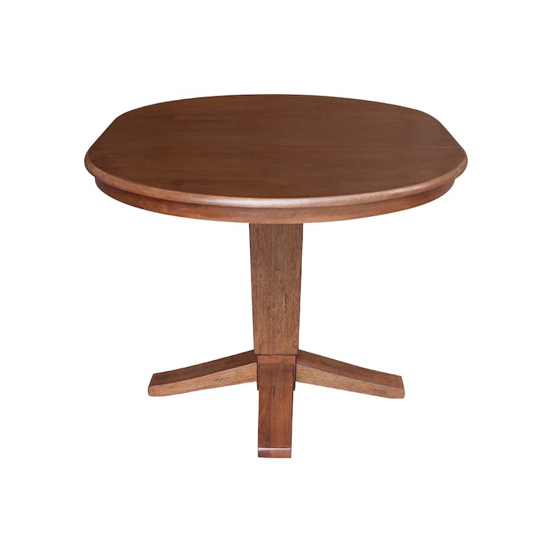 36" Solid Wood Round Top Pedestal Dining Table with 12 in Leaf