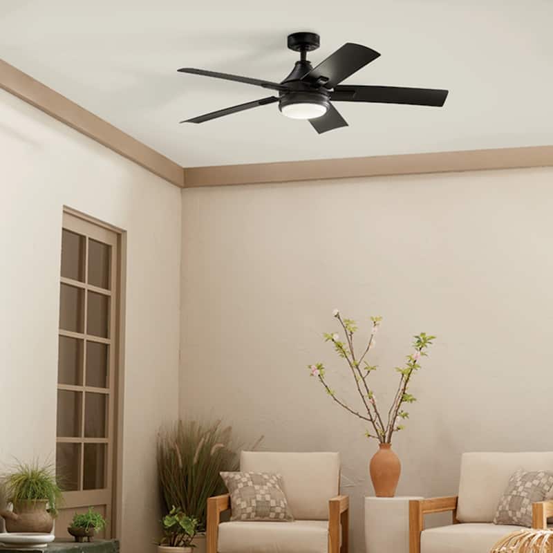 Kichler Lighting Tide 52 inch Integrated LED Indoor/Outdoor Satin Black Ceiling Fan