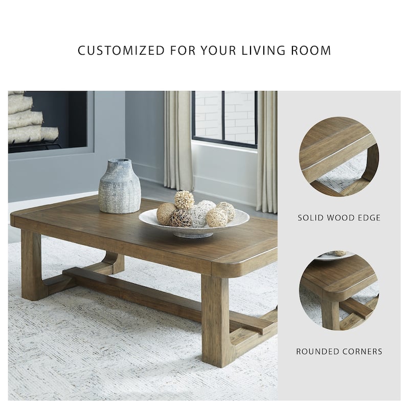 Signature Design by Ashley Cabalynn Light Brown Coffee Table - 56"W x 30"D x 17"H