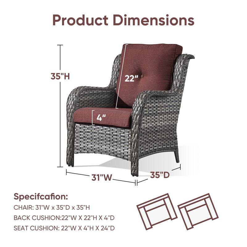 Gymojoy Outdoor Sofa Chair Ottoman Seating with Cushions