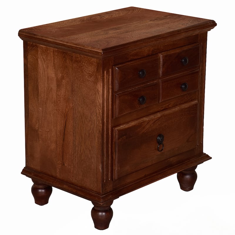 26 Inch Handcrafted Nightstand,Black Powder Coated Knobs