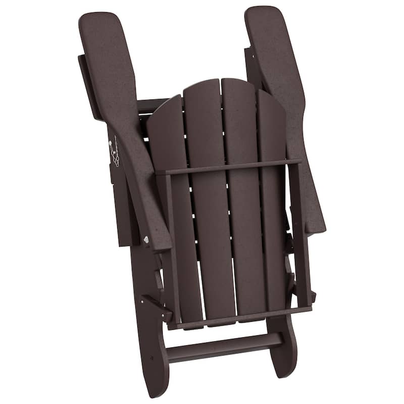 Polytrends Laguna Hdpe All Weather Outdoor Patio Foldable Adirondack Chair With Ottoman And Side Table (3-Piece Set)