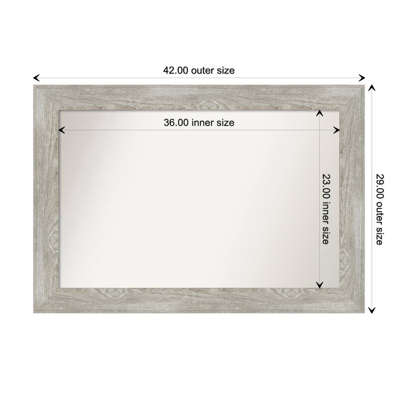 Dove Greywash Framed Non-Beveled Custom Wall Mirror, Bathroom Vanity Mirror - Outer Size: 42 x 29