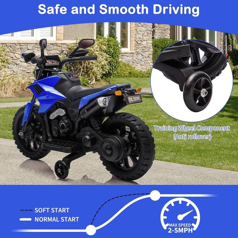 6v Motorcycle for Kids, Ride on Motorcycle with Traning Wheels for Best Kids Gift, Black