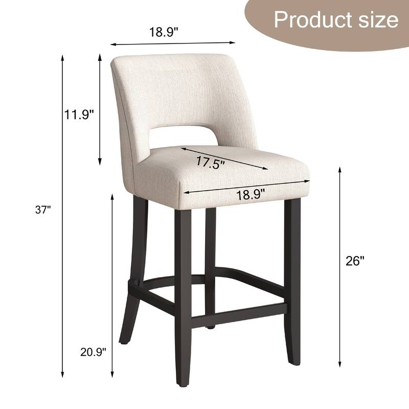 Set of 2/4/6 Counter Height Bar Stools with Black wood Legs