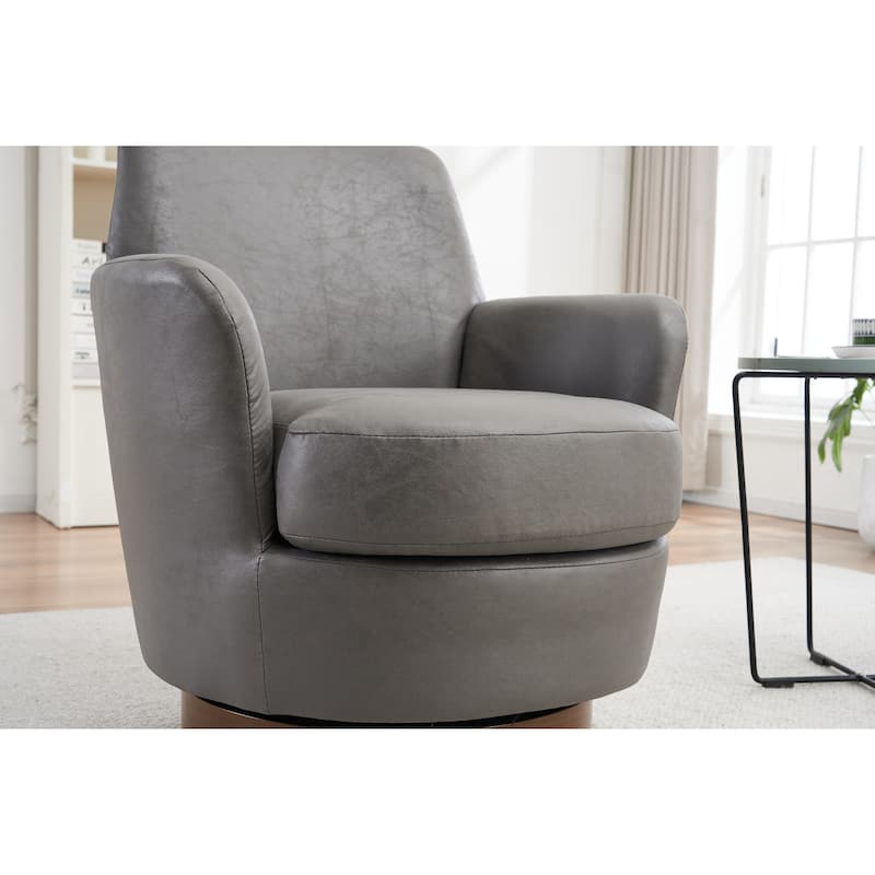 Grey 29.3" Upholstered Swivel Barrel Chair