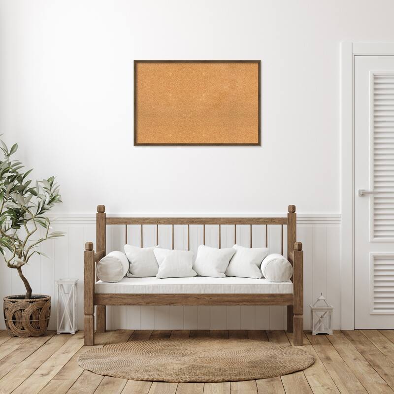 Lucie Metallic Wood Framed Natural Corkboard Bulletin Board