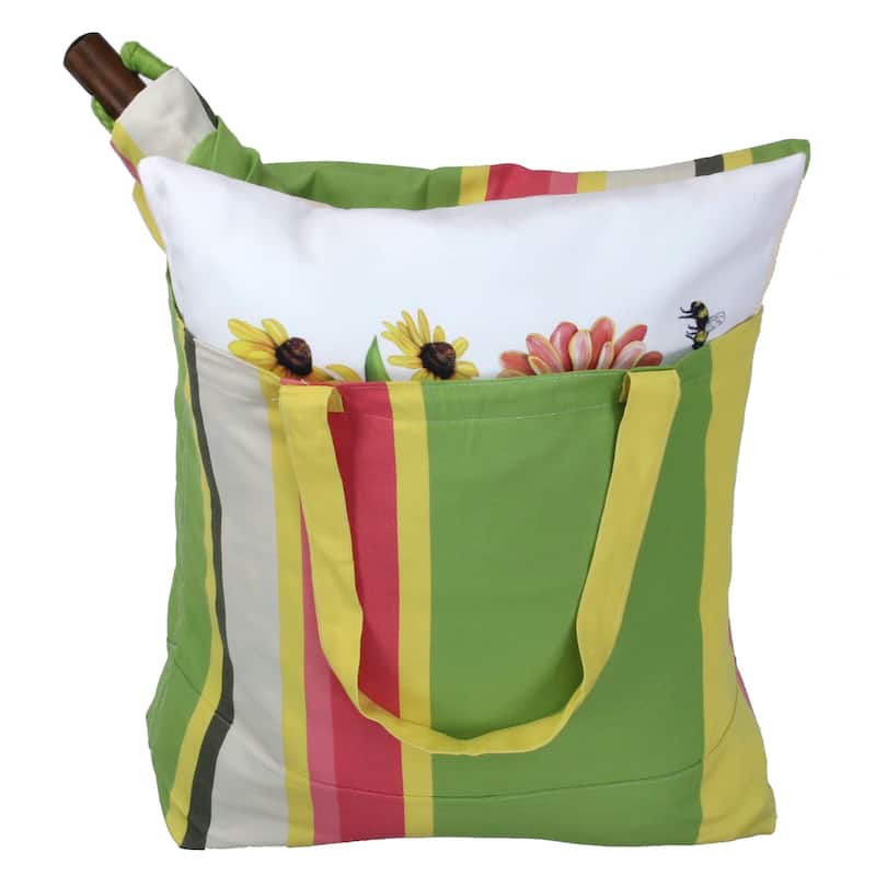 Magnolia Casual Swing Set 4 piece - Fresh Lime Stripe w/ Pink and Yellow Tulips
