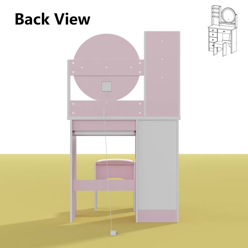 31.5" Wide Makeup Vanity Set with Stool, Mirror,3 Color Light - 31.5"W