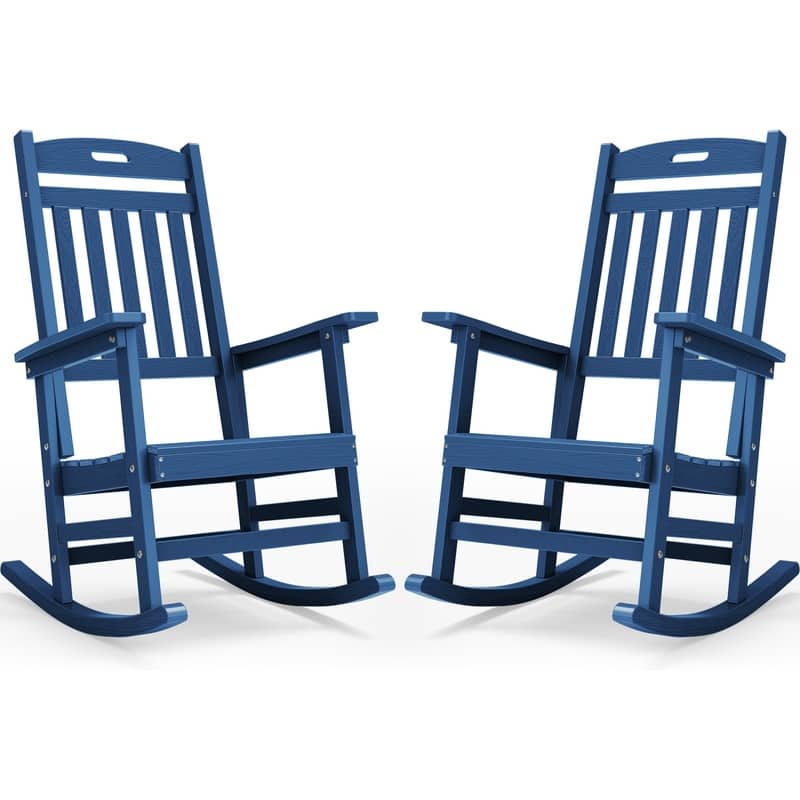 WINSOON All Weather Outdoor/ Indoor Rocking Chair, Set of 2 - Navy