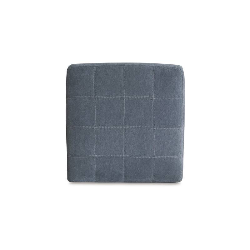 Marlow Oversize Ottoman, Stitch Details, Muted Blue Polyester 36 Inch