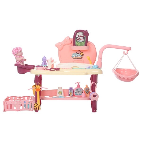 Kids Care Set With Dolls With Light Music Pink Toys Playset