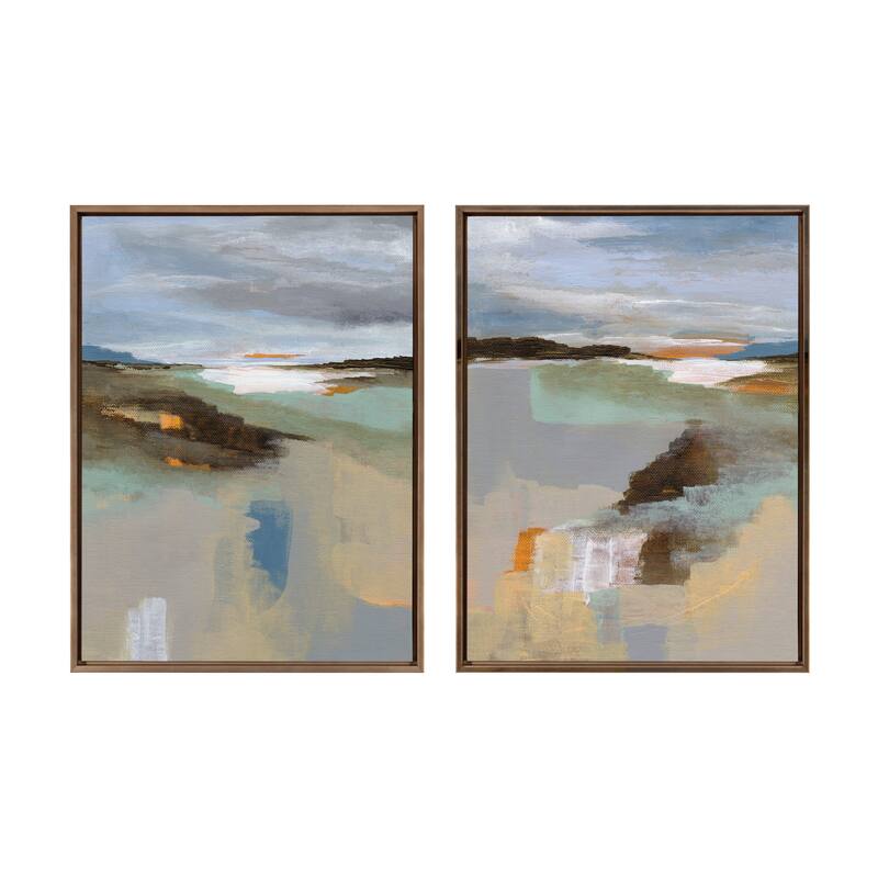 Sylvie Beaded Big Sur I and II Framed Canvas Set by Nikita Jariwala