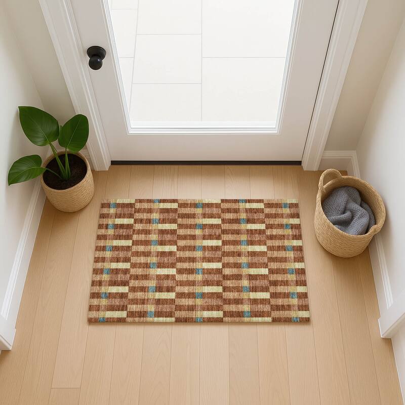 Machine Washable Indoor/ Outdoor Modern Chanute Chantille Rug