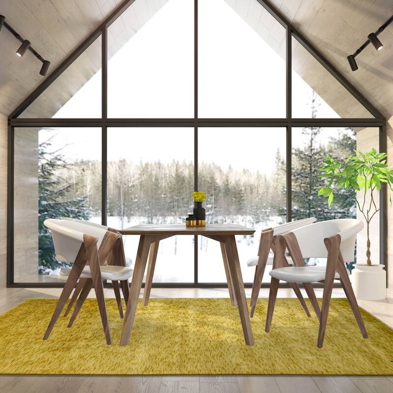 ECARPETGALLERY Hand Loomed Kashkuli Gabbeh Light Gold Wool Rug - 5'4 x 7'5