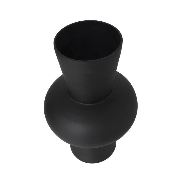 Glass Trumpet Decorative Vase with Wide Rounded Center - Set of 2 Black or White - Roche River Decor